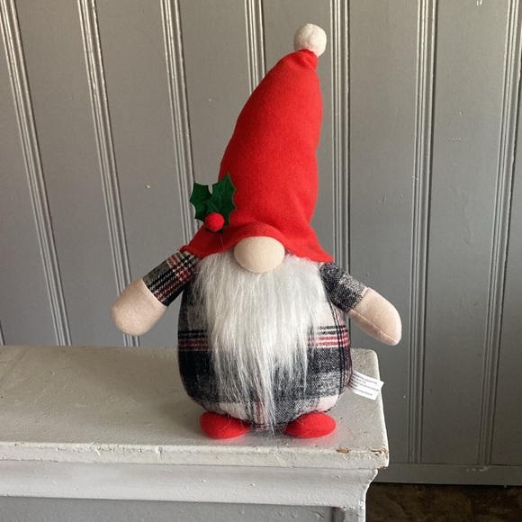 NWT- 16” Adorable Red Hat- Black, White & Red Plaid- Holiday Gnome Decorations - Picture 1 of 17